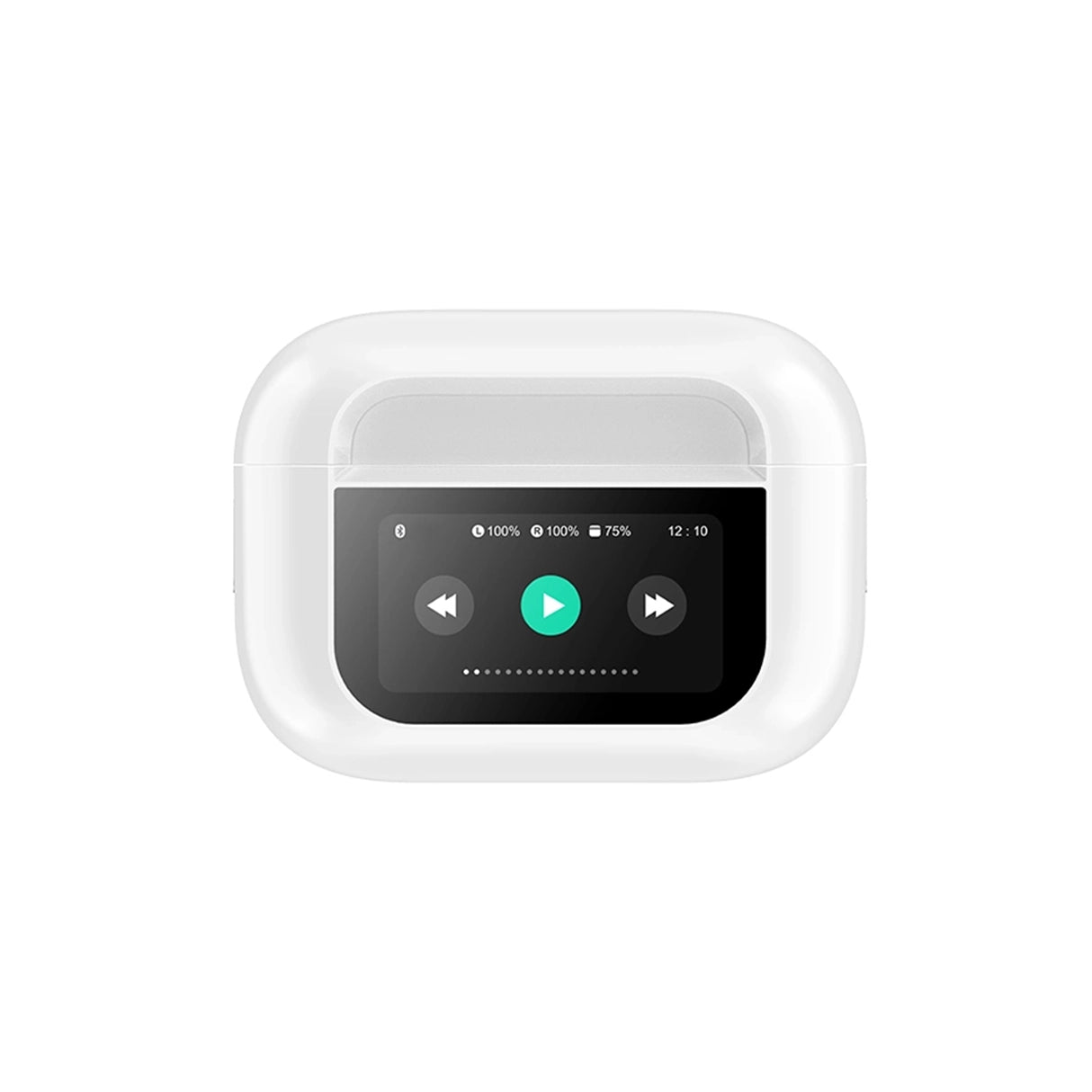 A9 pro airpods White with a display and control buttons on a white background