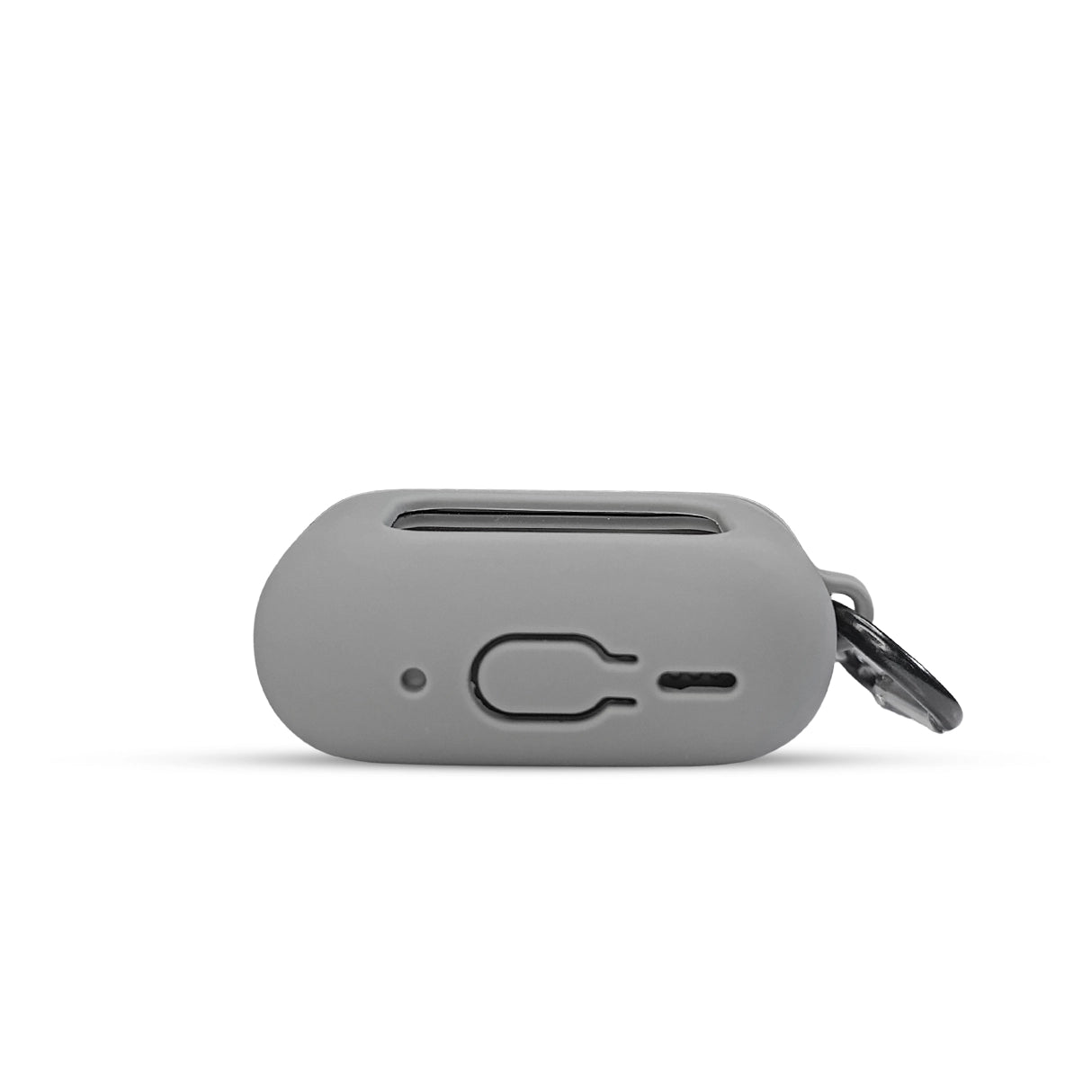 Gray A9 Pro AirPods Silicone Case with charging port access, carabiner loop, and sleek silicone design.