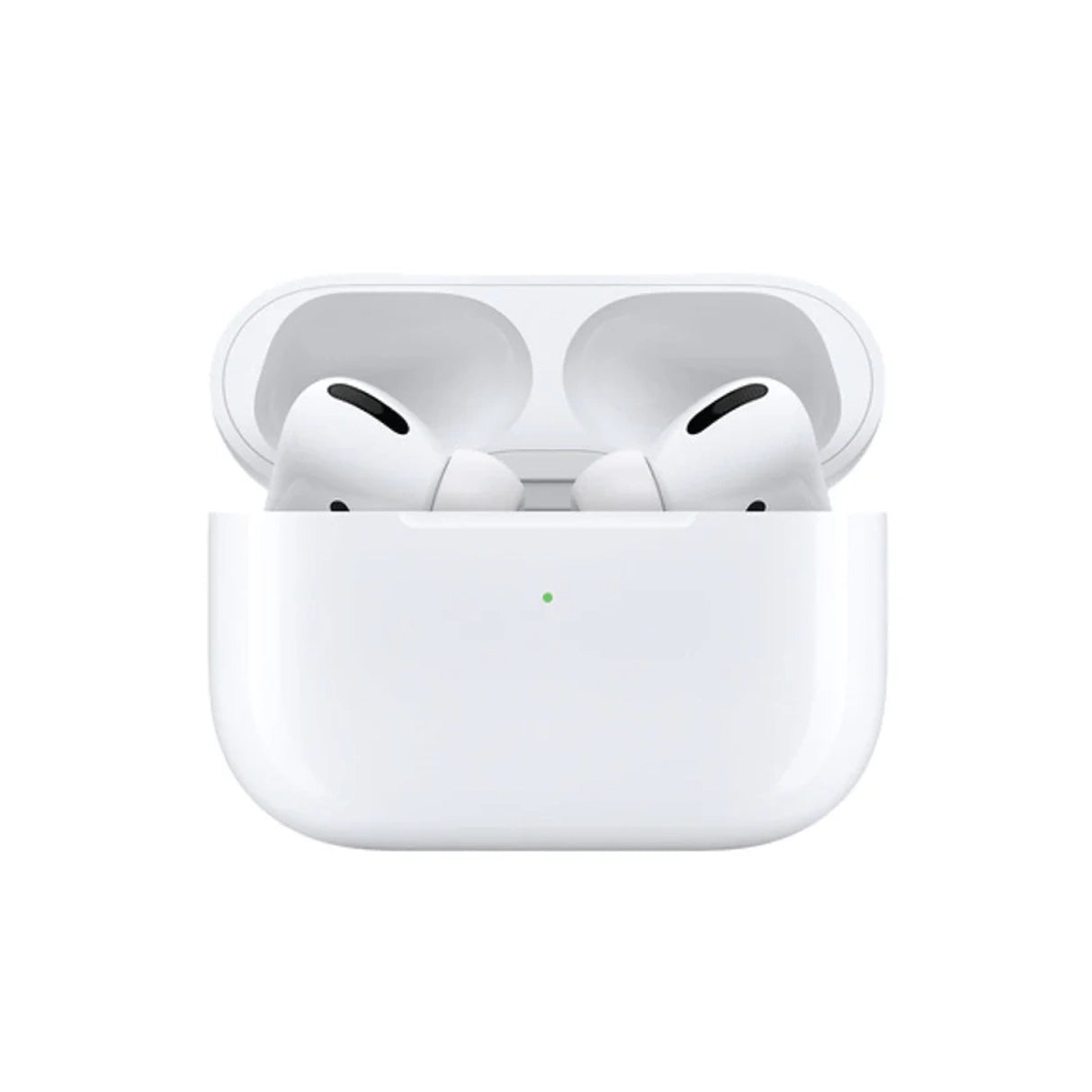 Airpods pro 2 White in a charging case with buzzer light on a white background
