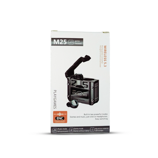 M25 gaming headset packaging on a white background