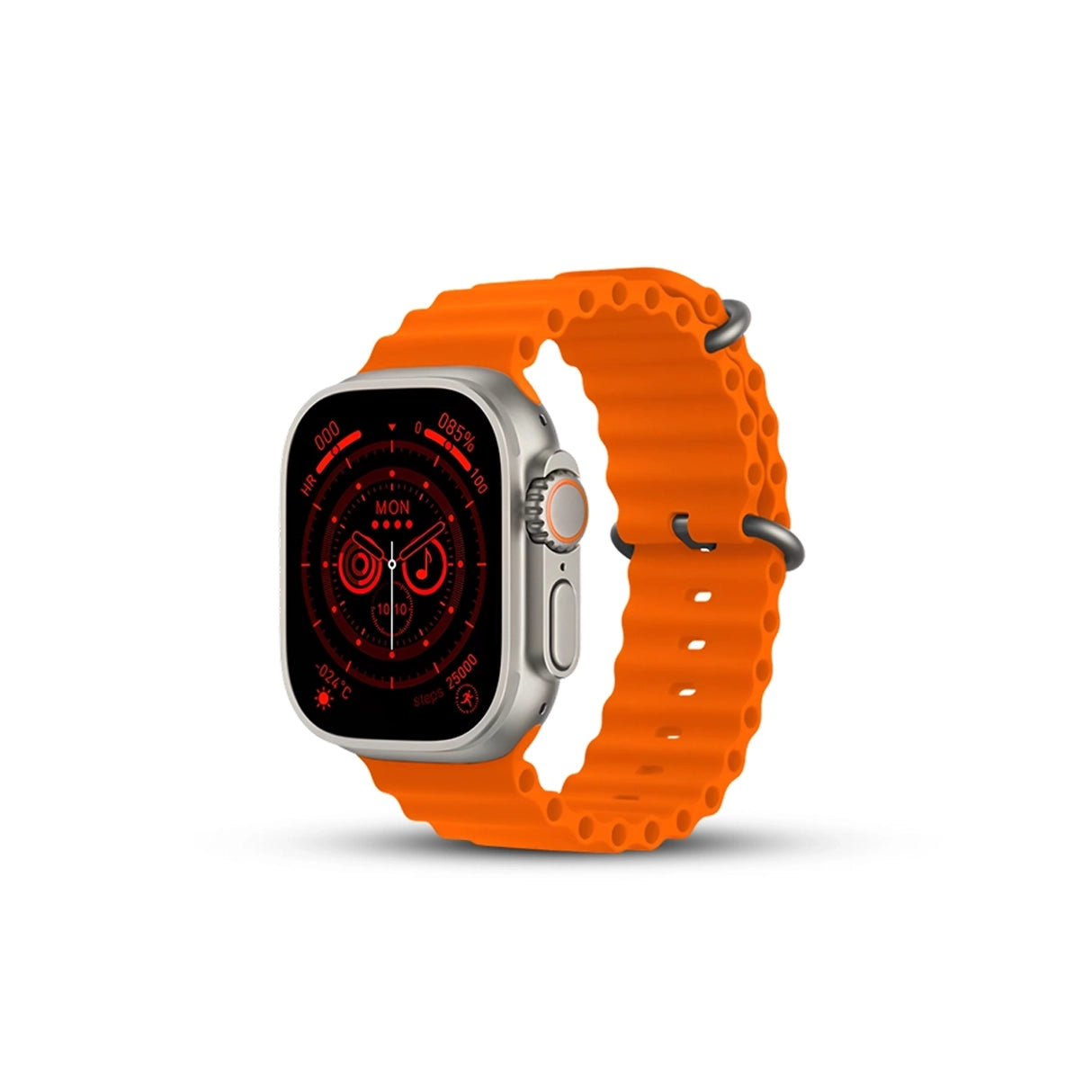 T900 Smartwatch with an orange band on a white background