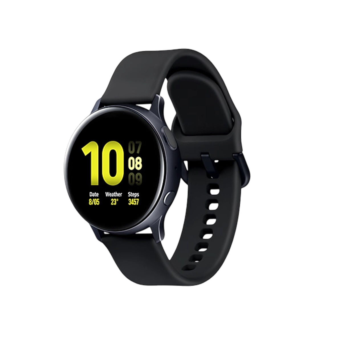 Black Watch active 2 with a yellow display on a white background