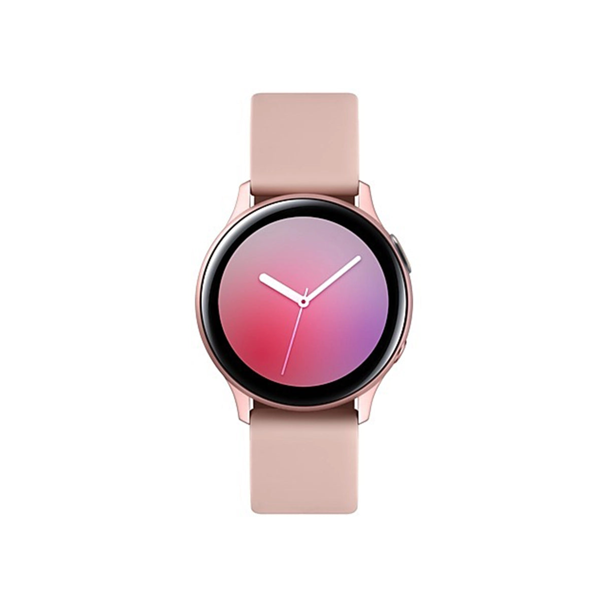 Watch active 2 Display with a pink strap on a white background