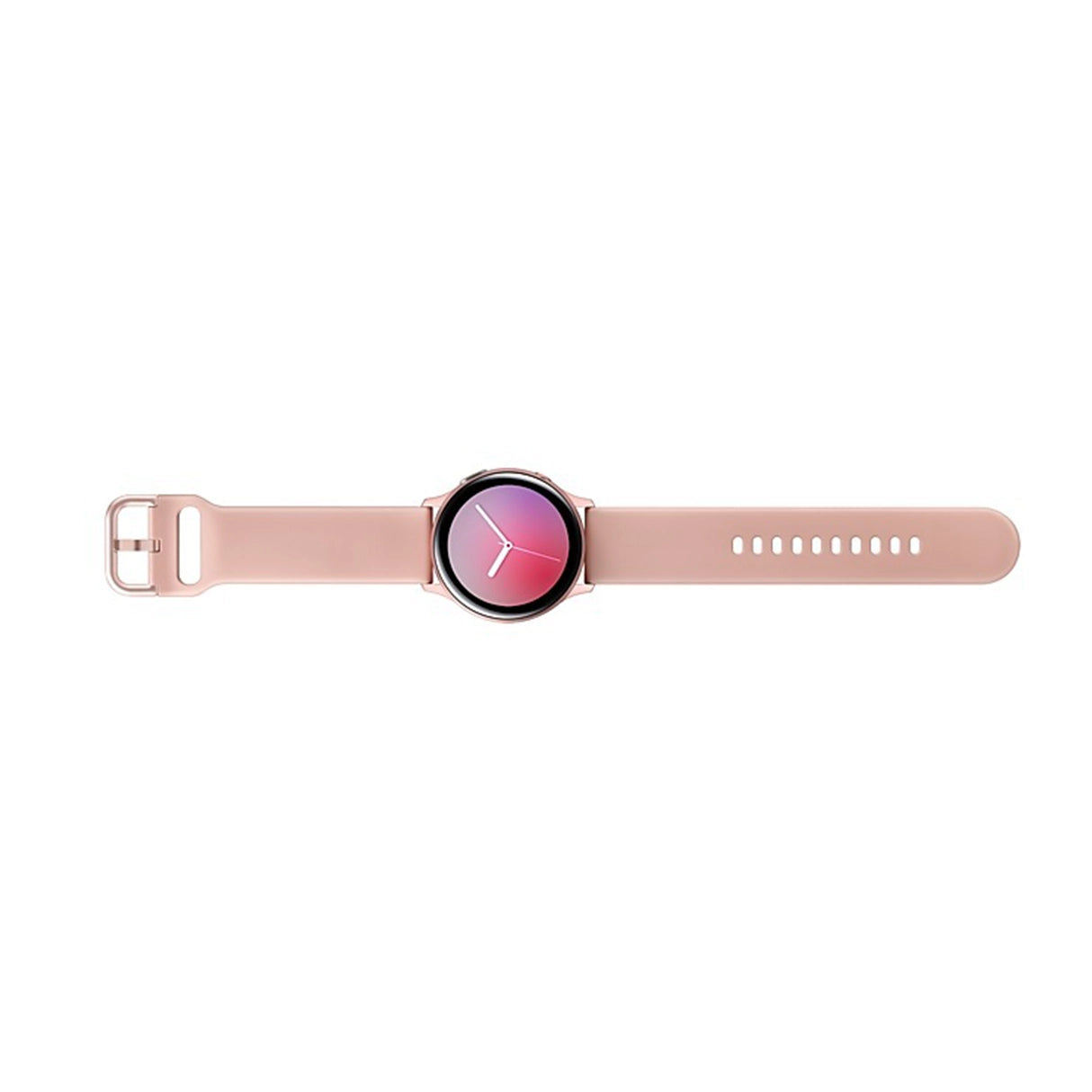 Watch active 2 Display with a pink band on a white background