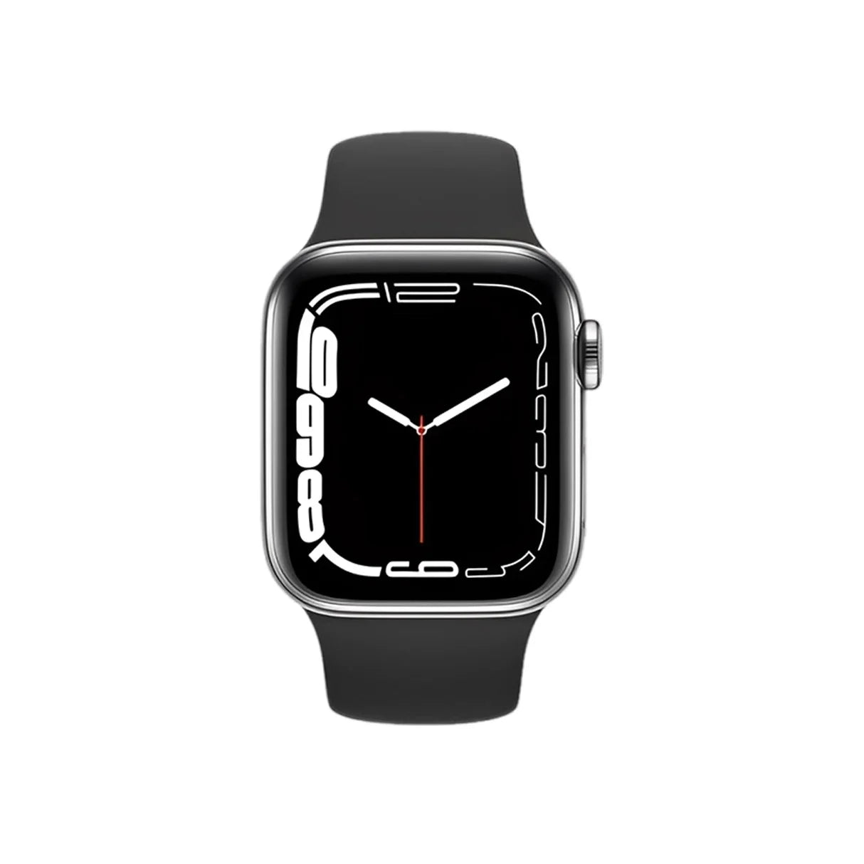 i7 pro Smartwatch with black band on a white background