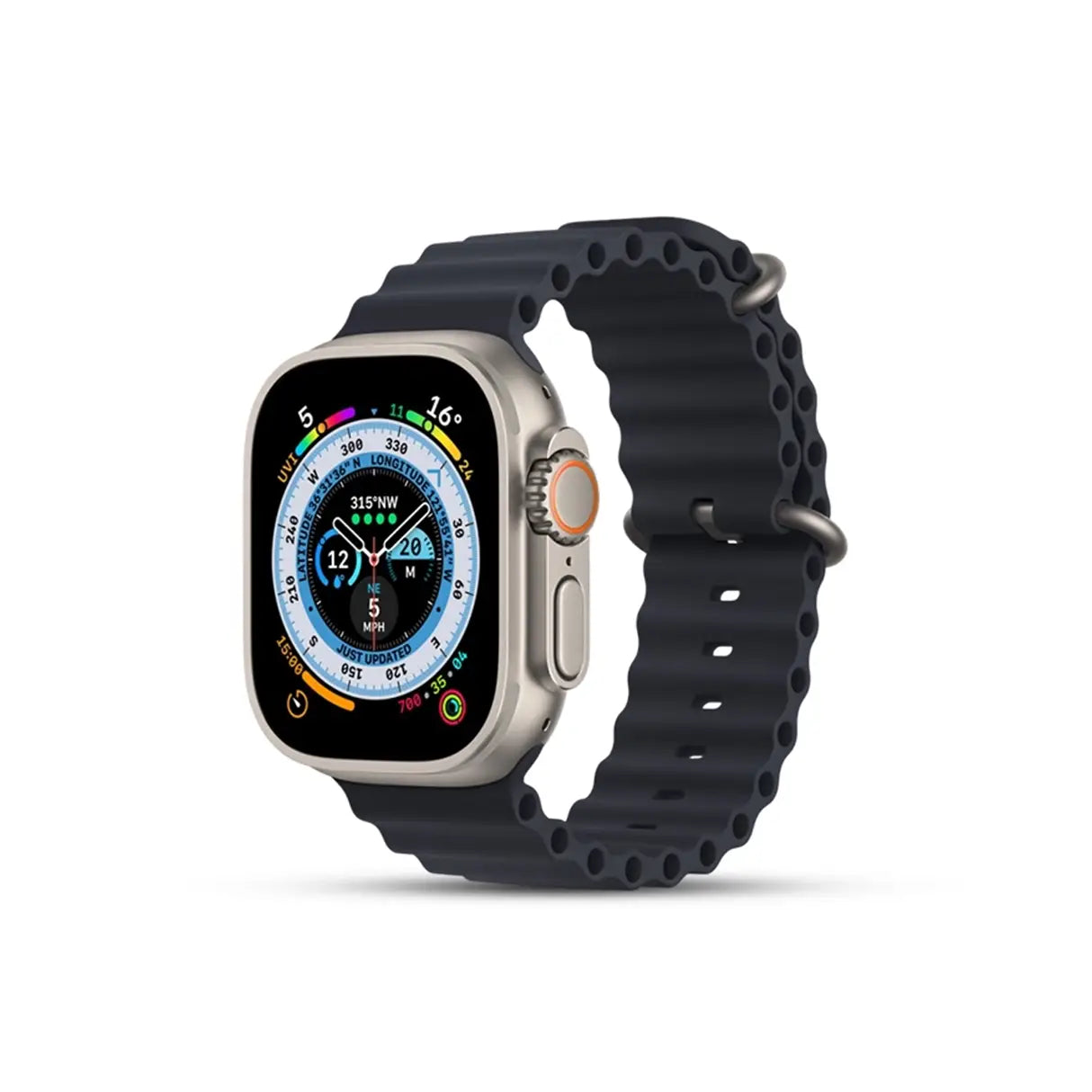 x8 Smartwatch with a black band on a white background