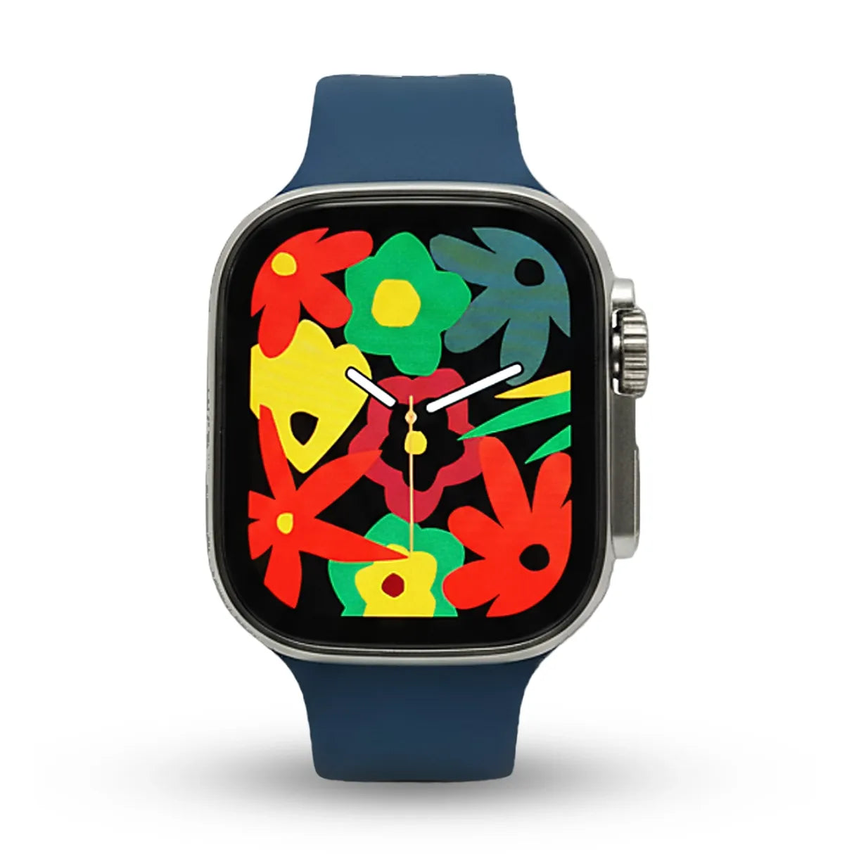 7 in 1 Smartwatch with a colorful floral display on a white background