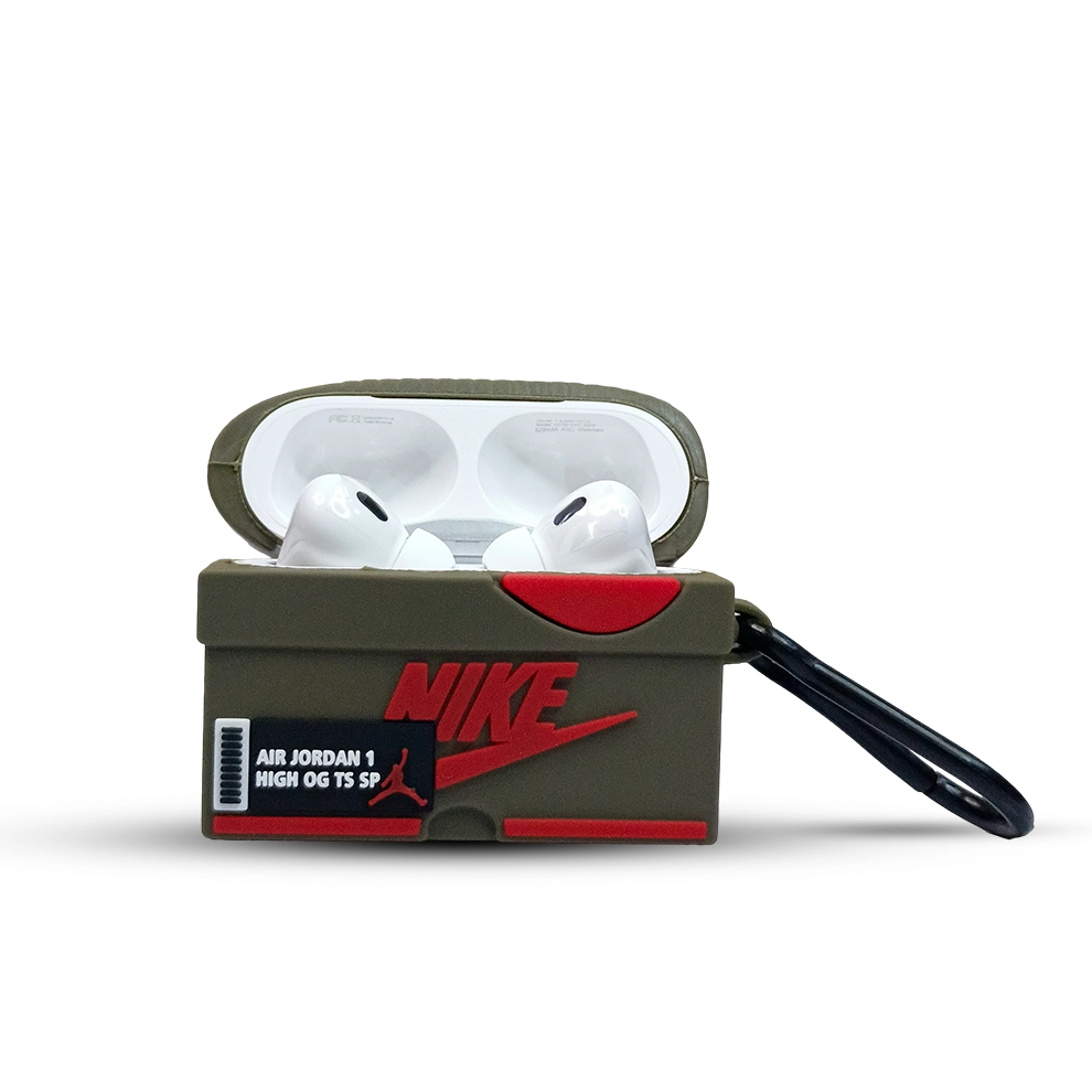 Nike AirPods pro 2 case with red logo on a white background