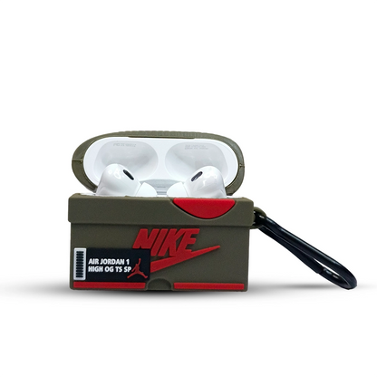 Nike AirPods pro 2 case with red logo on a white background