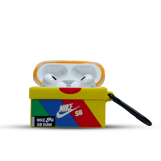 Nike SB Dunk airpods pro 2 case with colorful design on a white background