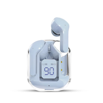 Wireless earbuds with charging Digital meter on a white background