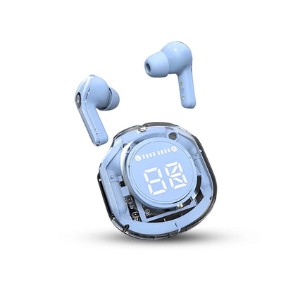 Air 39 Blue wireless earbuds with charging case on a white background
