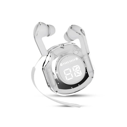 Air 39 Wireless earbuds with charging case and lanyard on a white background