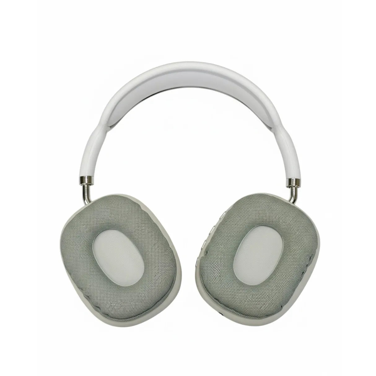 White headphones with gray ear pads on a white background