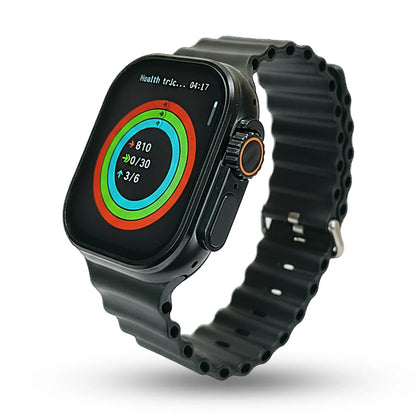 crown g500 Smartwatch with a black band on a white background