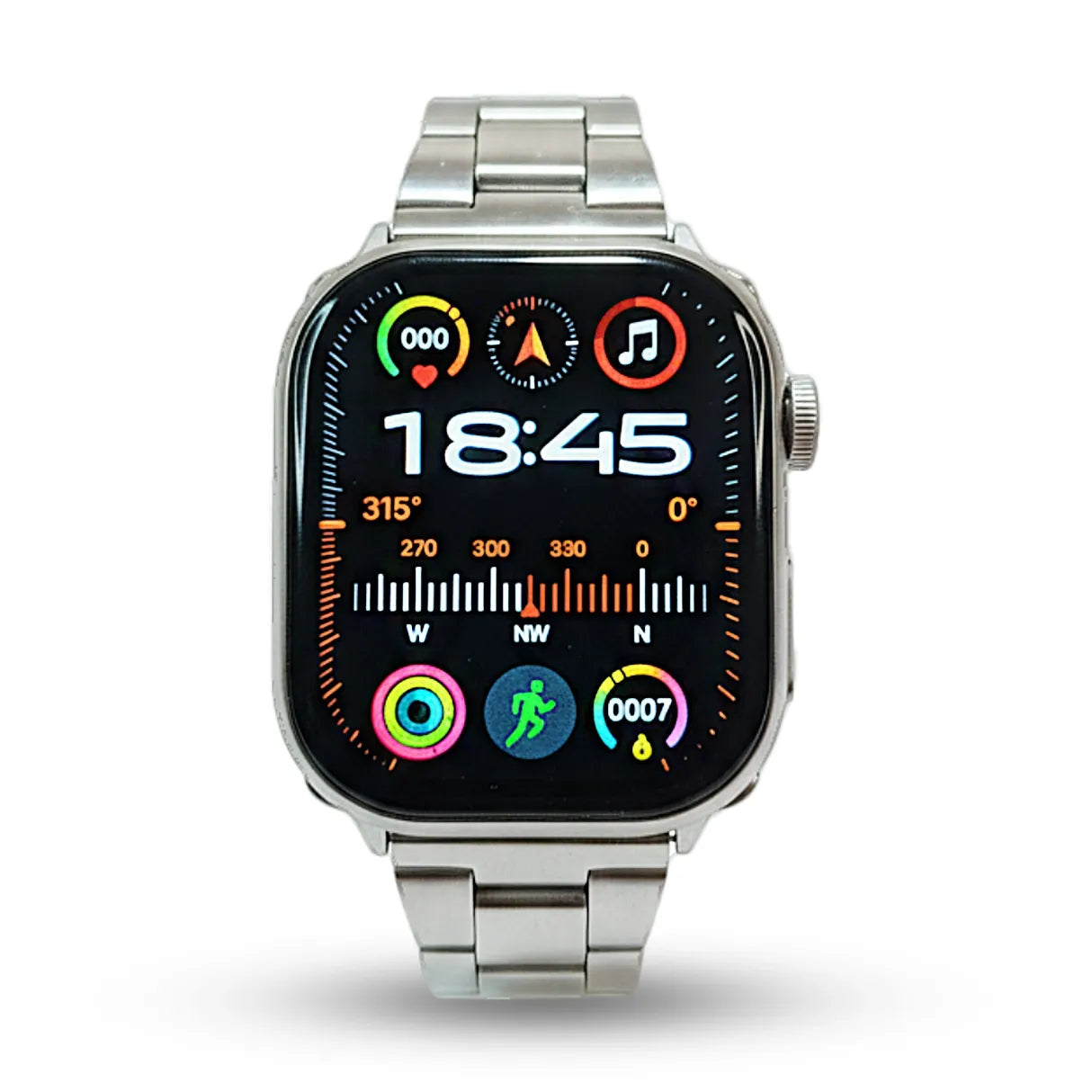 Crown S600 Smartwatch with a Silver  metal band on a white background