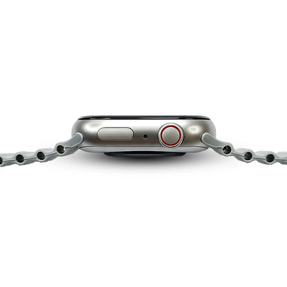 Close-up of a S600 smartwatch with a chain on a white background