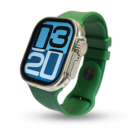 Crown S900 Smartwatch with a green band on a white background
