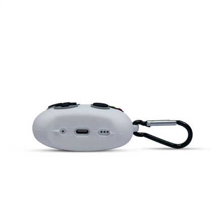 White silicone case  with a carabiner on a white background