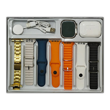 Collection of watch bands, Earbuds and accessories in a packaging tray on a white background