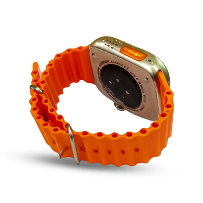 Orange watch band on a white background