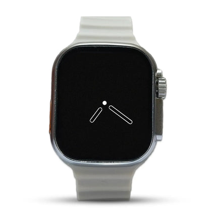 Smartwatch with a white band on a white background