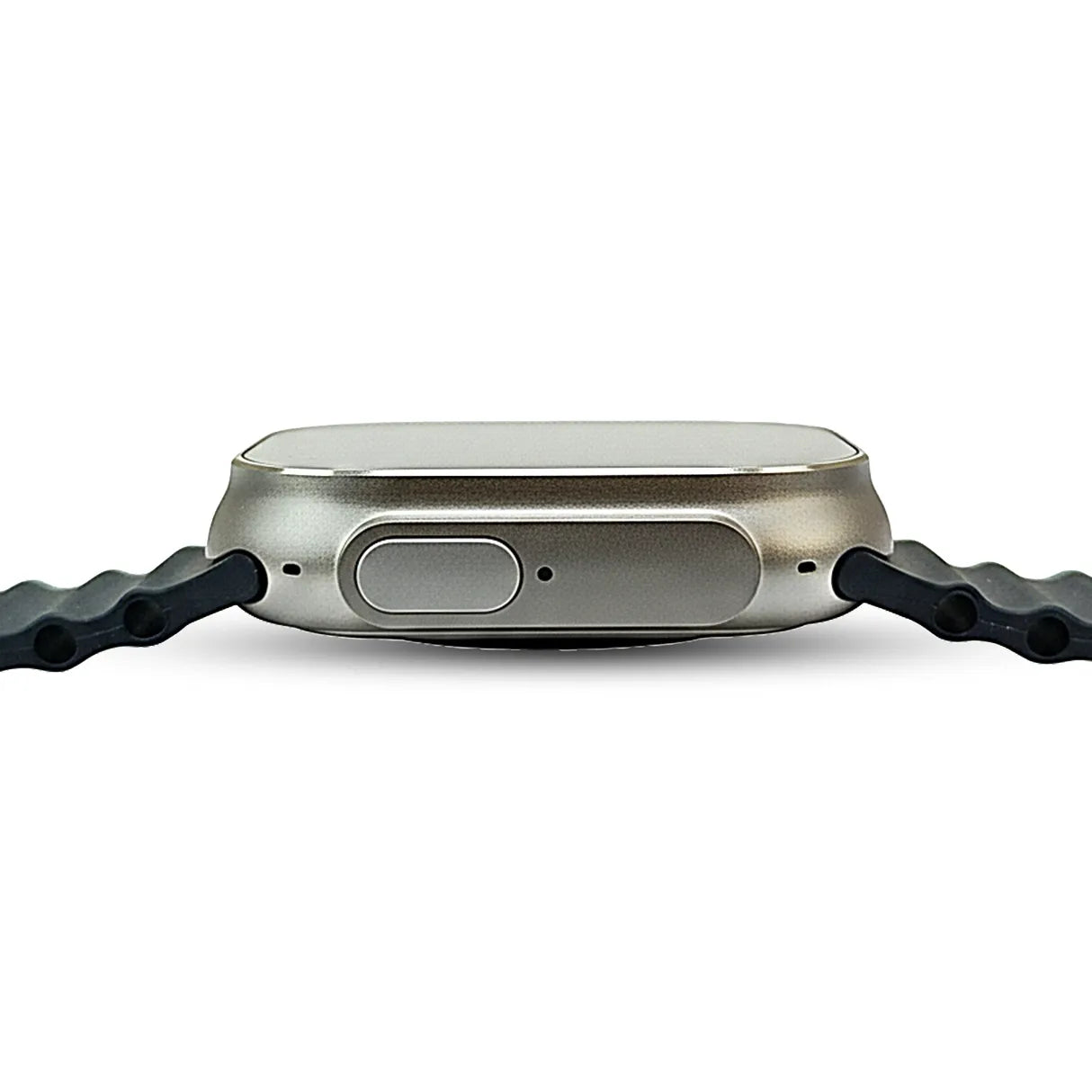 Close-up of a T92 smartwatch with a black band on a white background