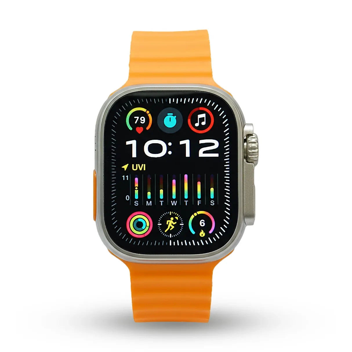 T ultra 2 Smartwatch with an orange band on a white background