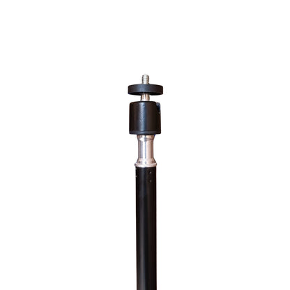 Black cylindrical object with metal fitting on a white background