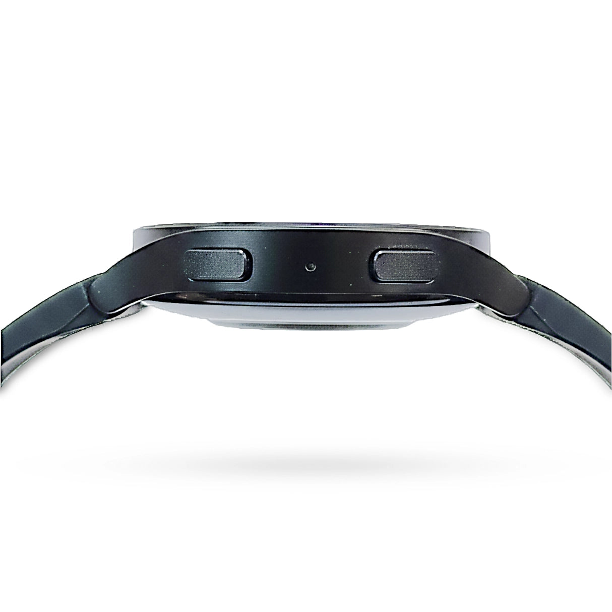 Smartwatch with a black band on a white background