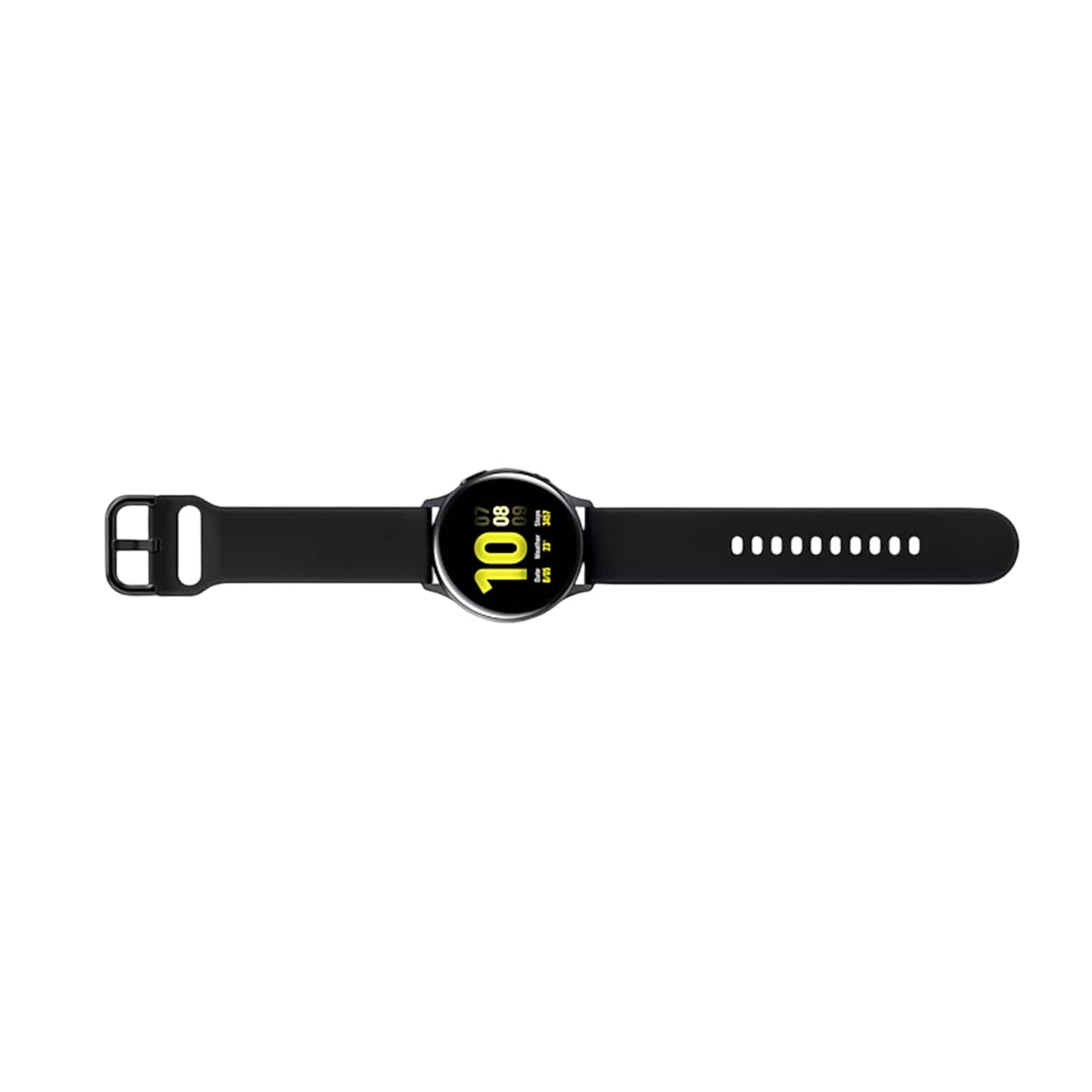 Black Watch active 2 with a yellow display on a white background