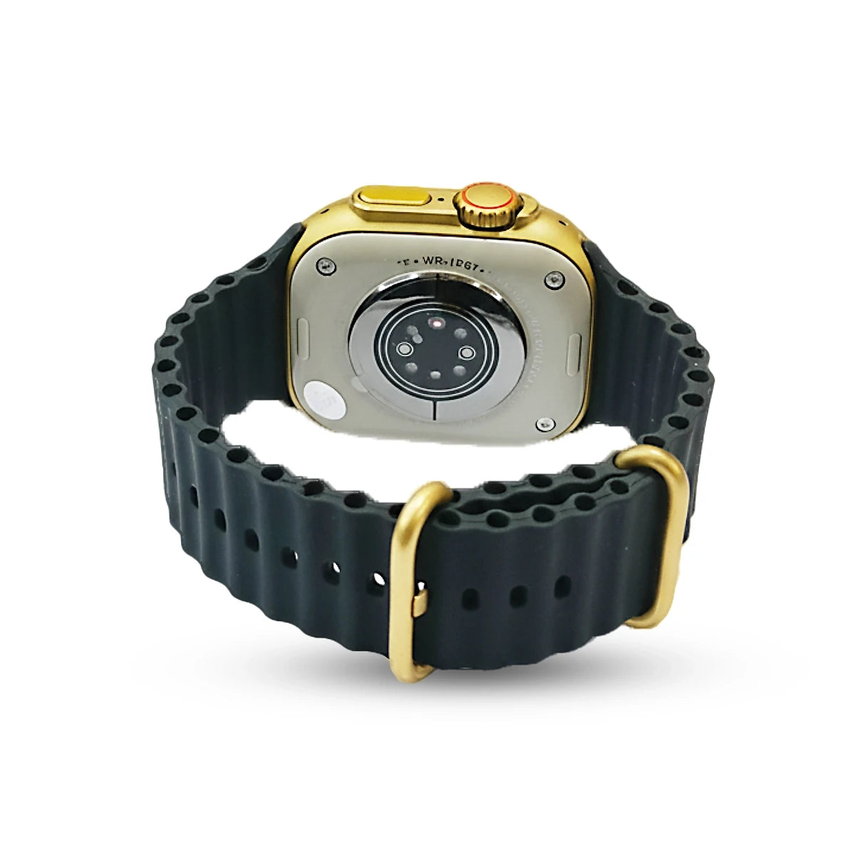 X8 ultra Smartwatch with black and gold band on a white background