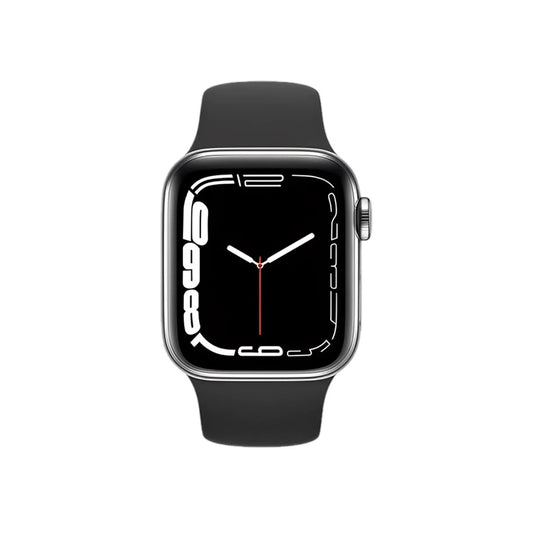 i7 pro Smartwatch with black band on a white background