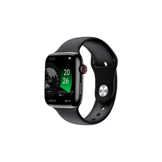 i7 pro Smartwatch with a black band on a white background
